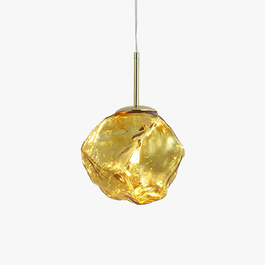 Designer Metal And Glass Rocky Kitchen Island Pendant Light, Gold/Rose gold/Silver/Smoke Gray