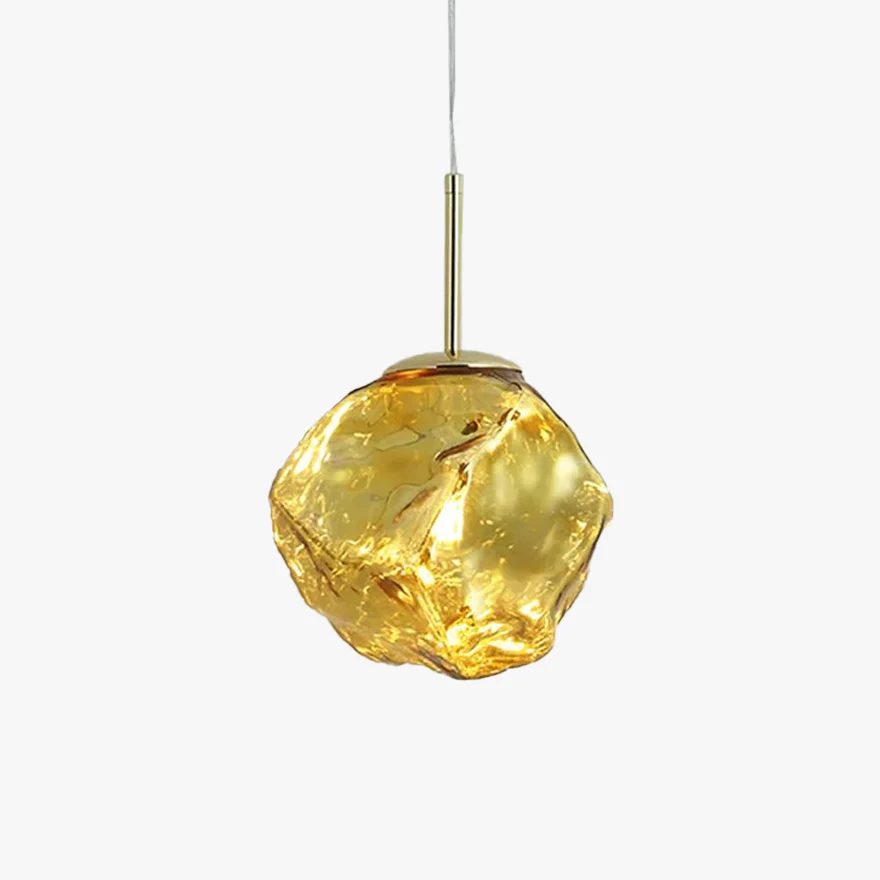 Designer Metal And Glass Rocky Kitchen Island Pendant Light, Gold/Rose gold/Silver/Smoke Gray