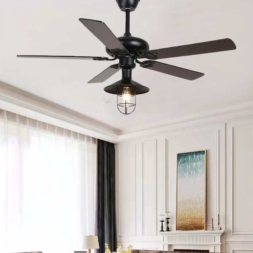 Industrial  Metal And Acrylic Radiographic Study Room Ceiling Fan, Black