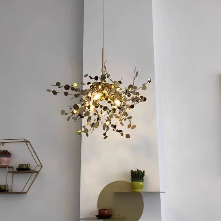 Art Deco Stainless steel Cluster Living Room Pendant Light, Gold/Silver