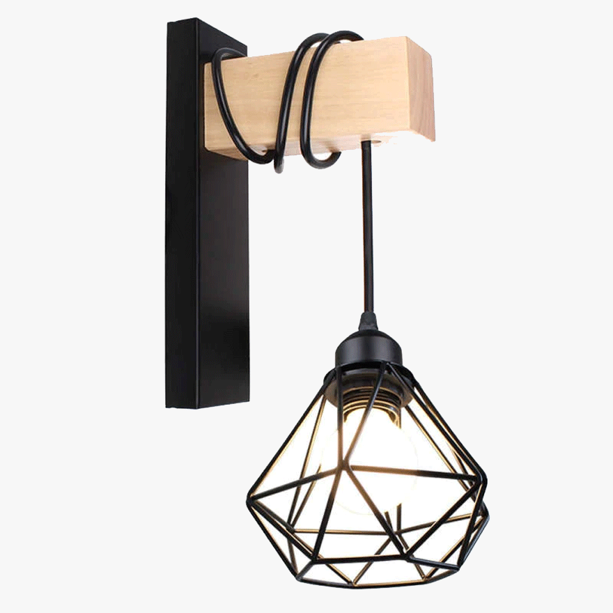 Industrial Metal Geometric Dining Room Wall Lamp, Black