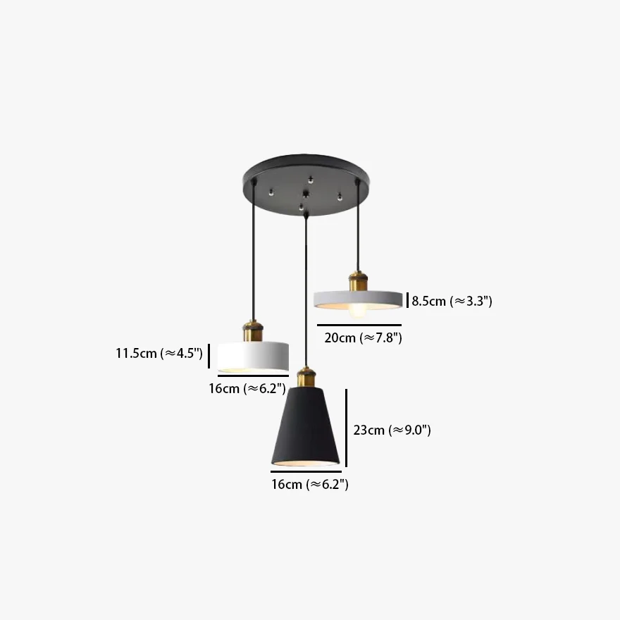 Morandi Metal And Resin Geometric Dining Room Pendant Light, Black/Grey/Orange/White