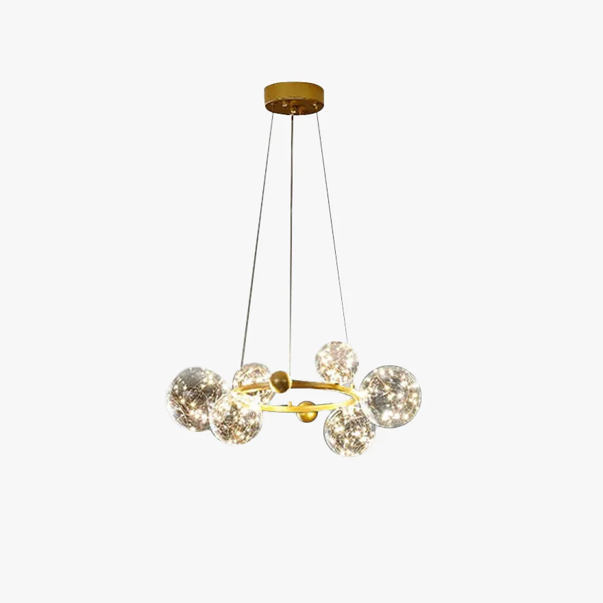 Modern Metal And Glass Bubble Living Room Pendant Light, Black/Gold