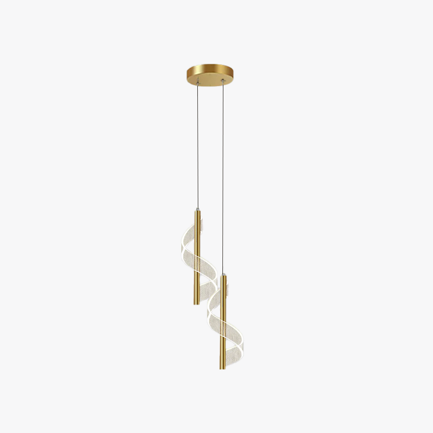 Nordic Metal Linear Bedroom Pendant Light, Gold, Trichromatic Light