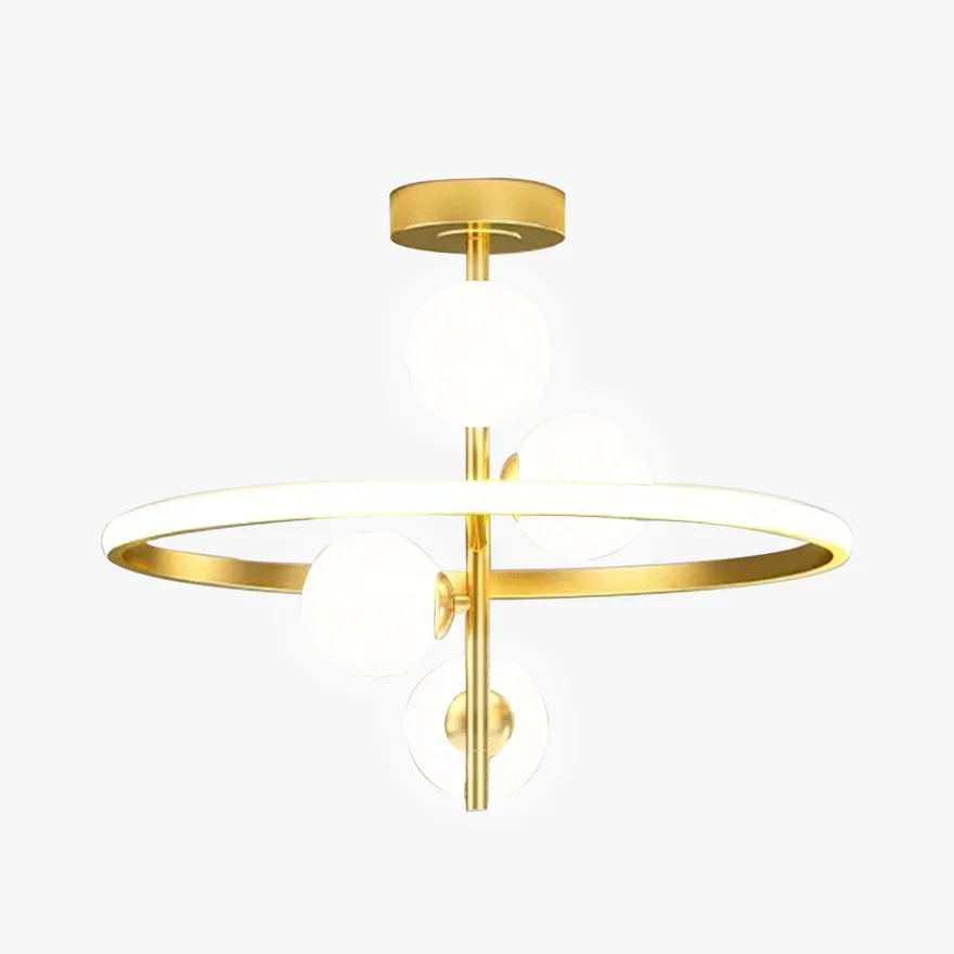 Designer Metal And Acrylic Ring Dining Room Ceiling Light, Black/Gold