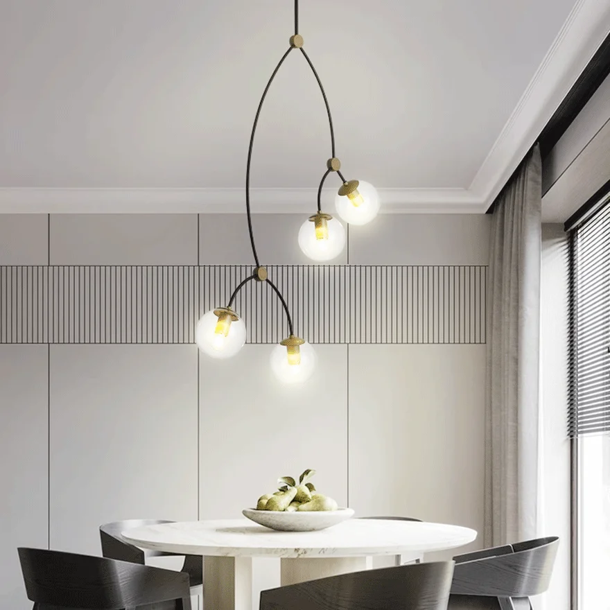 Modern Metal Bubble Dining Room Ceiling Light, Clear/Milky White, Trichromatic Light