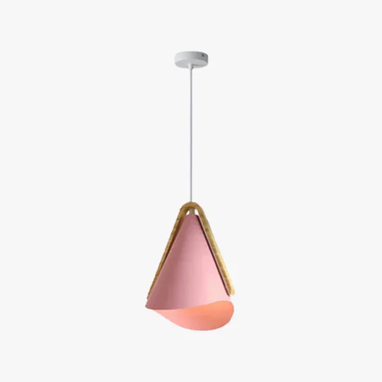 Morandi Metal And Wooden Conical Dining Room Pendant Light, Black/Green/Pink/White/Yellow