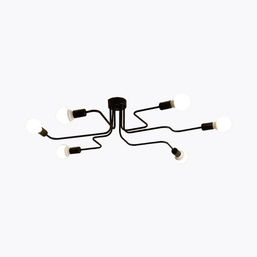 Retro Metal Linear Dining Room Ceiling Light, Black