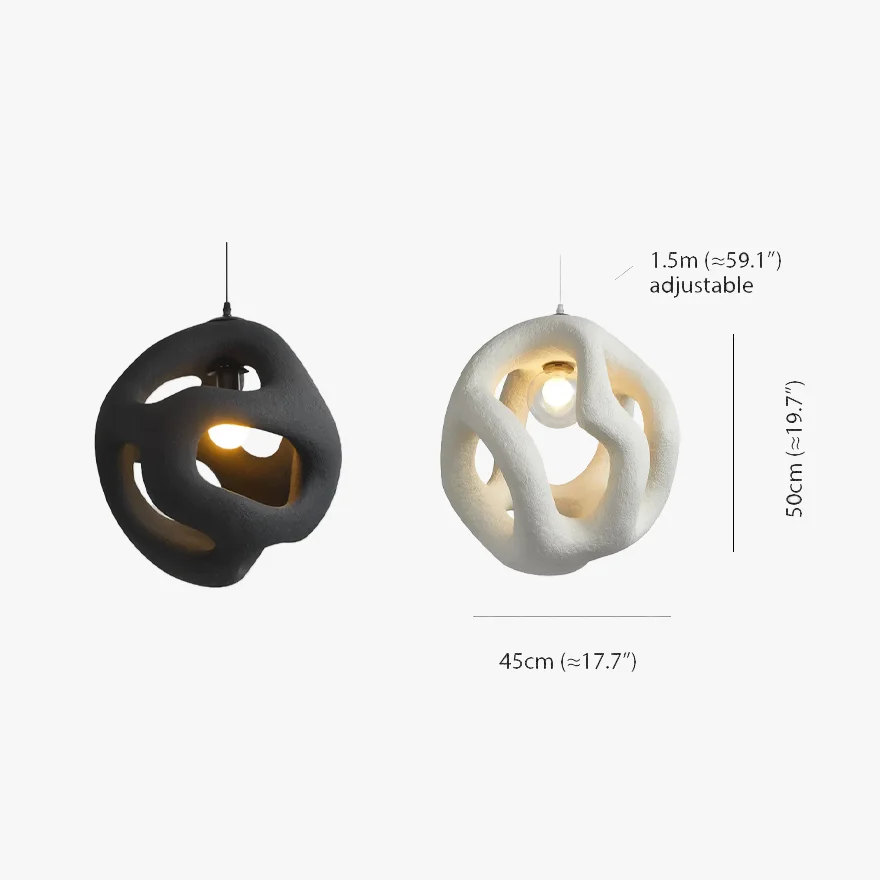 Minimalist Metal And Resin Uneven  Living Room Pendant Light, Black/White