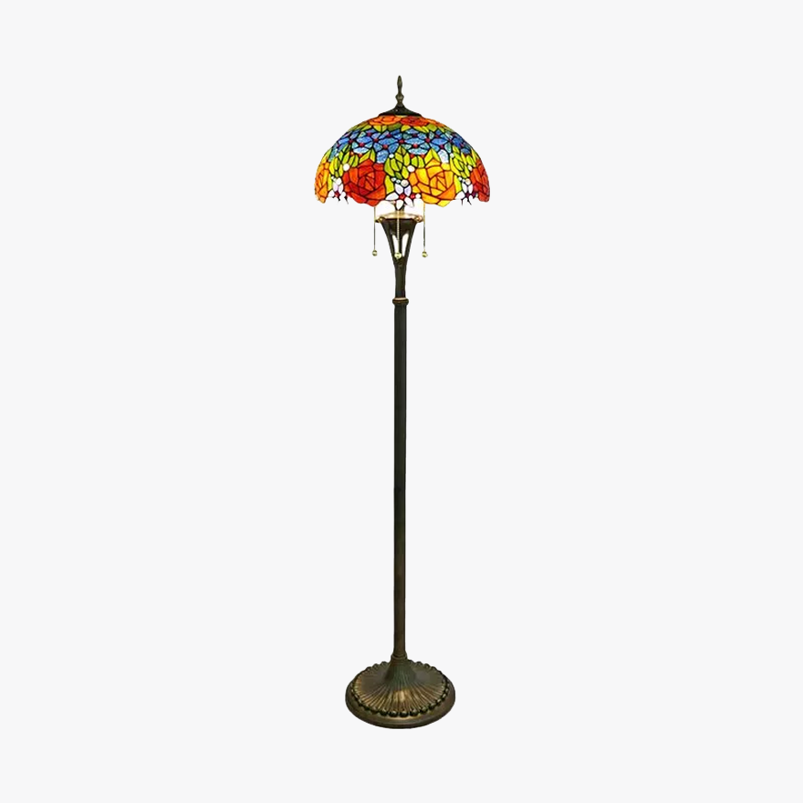 Designer  Metal And Glass Grapes Dining Room Floor Lamp, Blue-Green/Red-Yellow