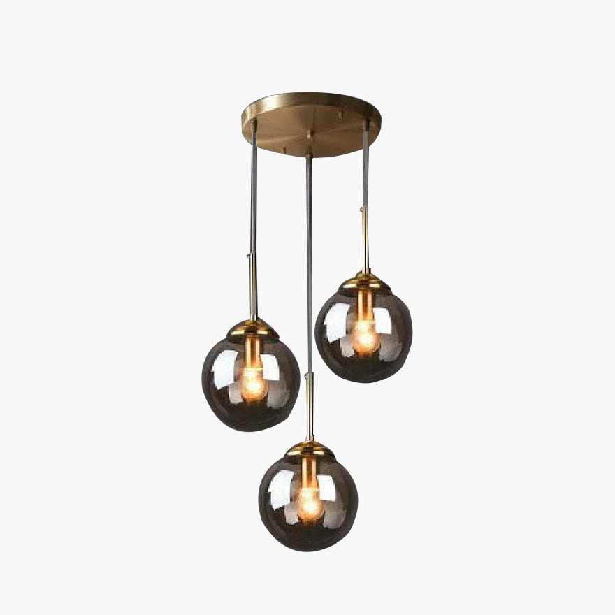 Modern Metal And Glass Bubble Bedroom Pendant Light, Amber/Clear/Smoke Gray