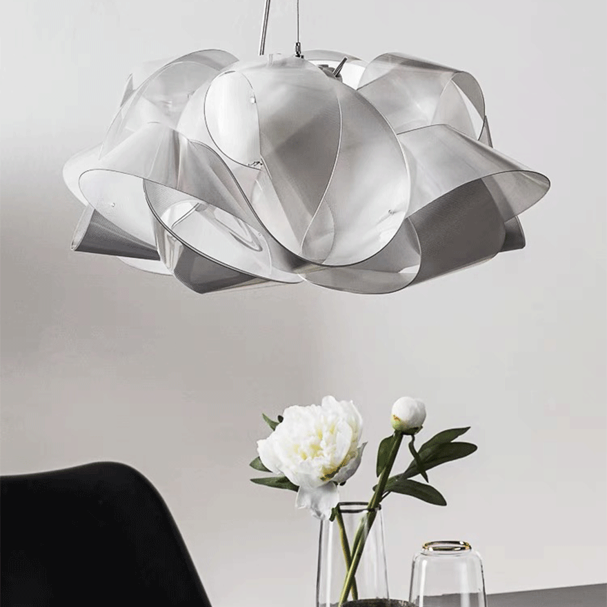 Minimalist Acrylic Floral Children's Room Pendant Light, Silver