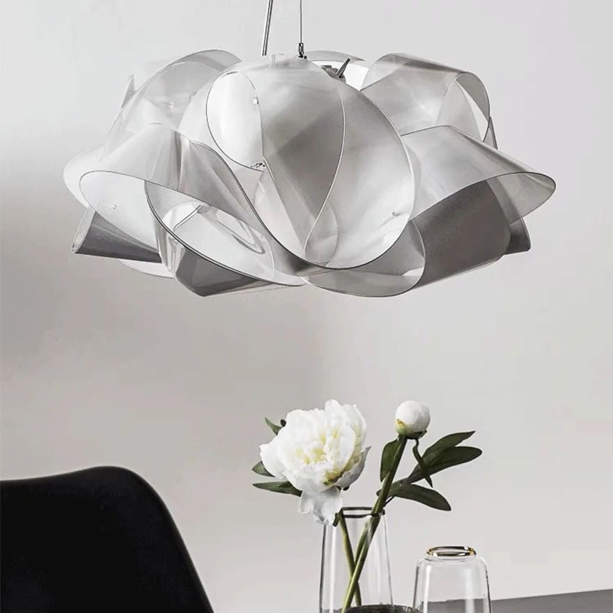 Minimalist Acrylic Floral Children's Room Pendant Light, Silver