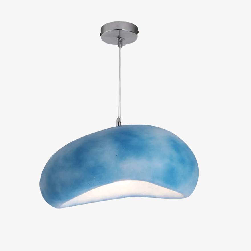 Designer Resin And Acrylic Bread Shape Dining Room Pendant Light, Blue/Grey/White/Burlywood