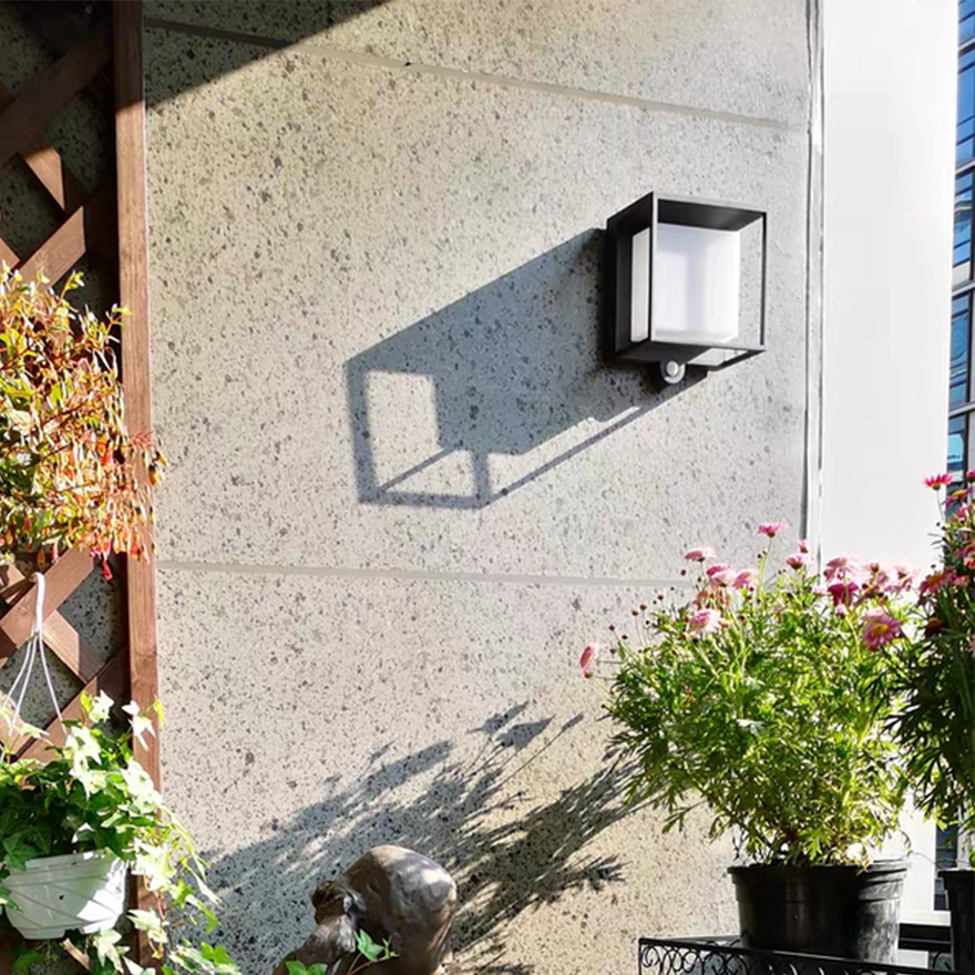 Modern Acrylic Rectangular Outdoor Wall Lamp, Black