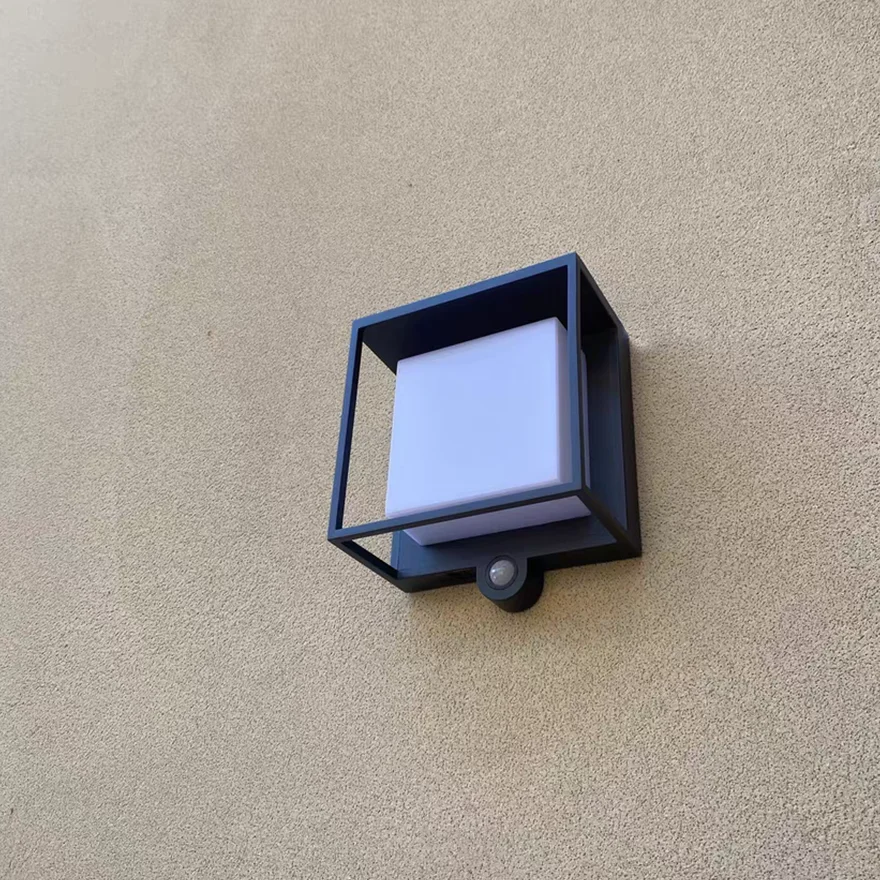 Modern Acrylic Rectangular Outdoor Wall Lamp, Black