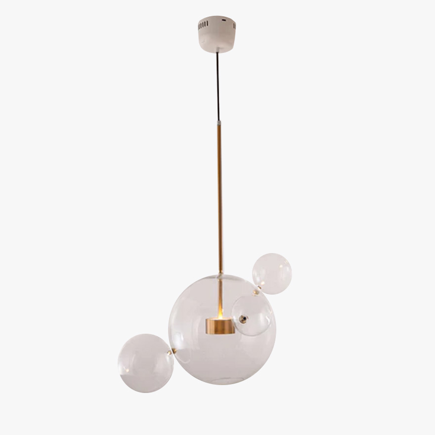 Unusual Metal And Glass Bubble Kitchen Pendant Light, Clear, Trichromatic Light