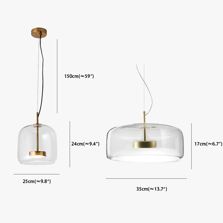 Classical Metal And Glass Drum Living room Pendant Light, Amber/Clear/Smoky Grey, Adjustable