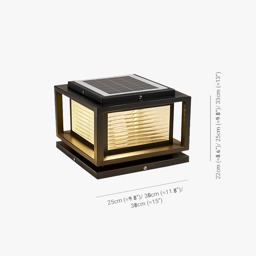 Contemporary Metal And Glass Rectangular Courtyard Outdoor Lamp, Black