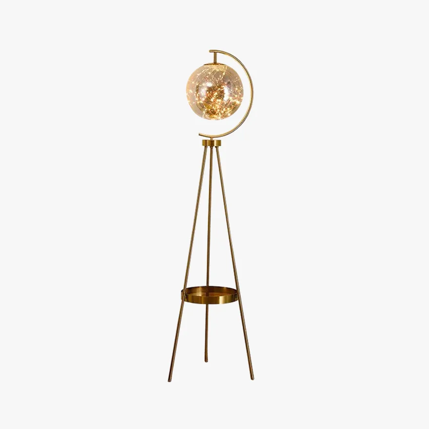 Designer Metal Ball Dining Room Floor Lamp, Black/Gold