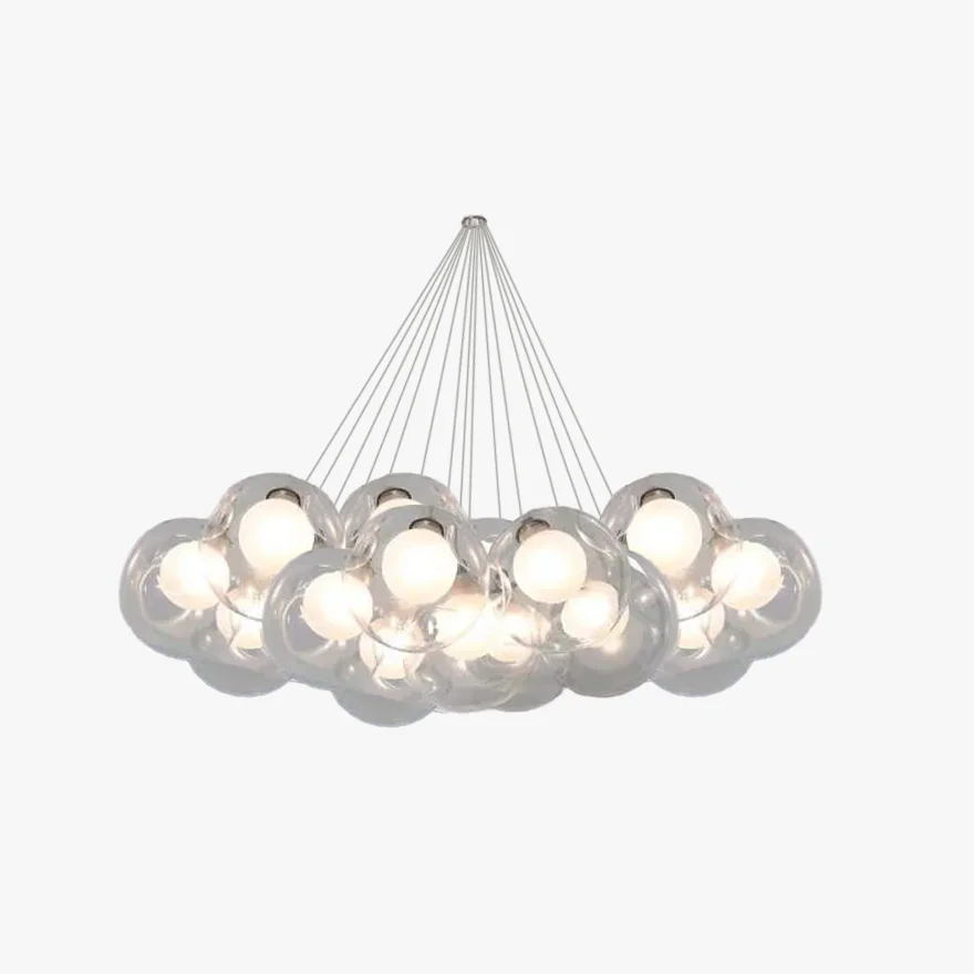 Unusual Metal And Glass Bubble Bedroom Pendant Light, Clear