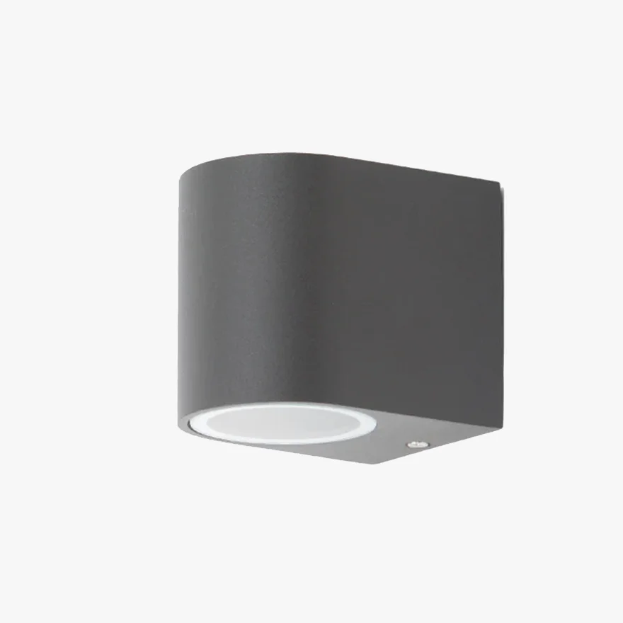 Minimalist Metal And Glass Cylindrical Outdoor Wall Lamp, Black