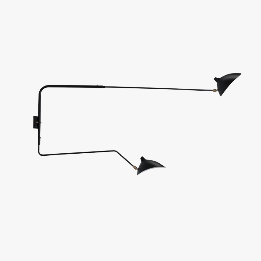 Designer Metal Linear And Conical Study Room Wall Lamp, Black