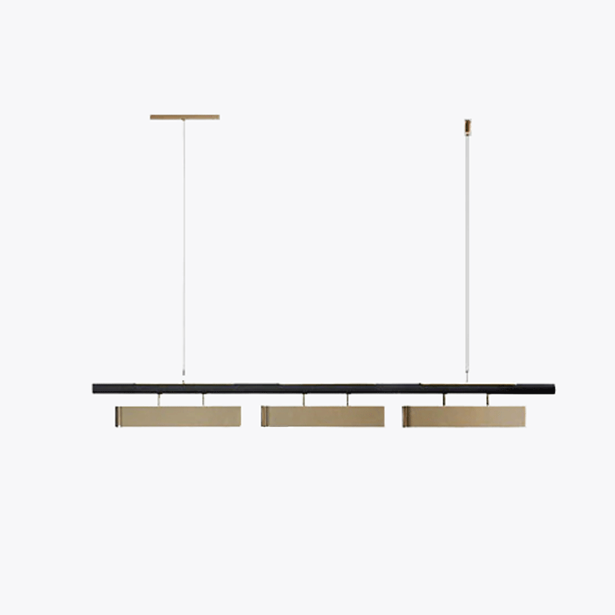 Modern Metal Linear Study Room Pendant Light, Gold