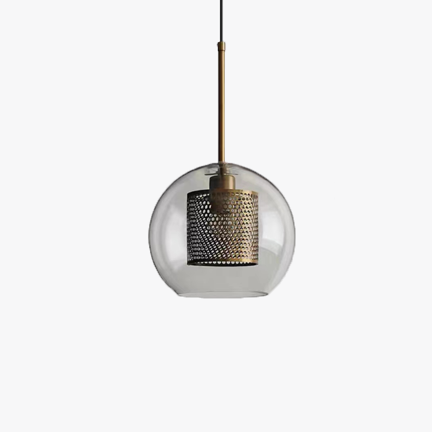 Contemporary Metal And Glass Globular Kitchen Pendant Light, Gold/Silver