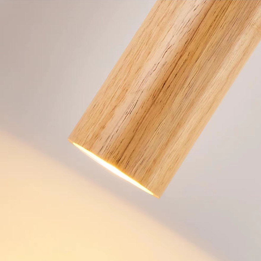 Minimalist Wooden And Acrylic Cylindrical Dining Room Pendant Light, Brown/Yellow