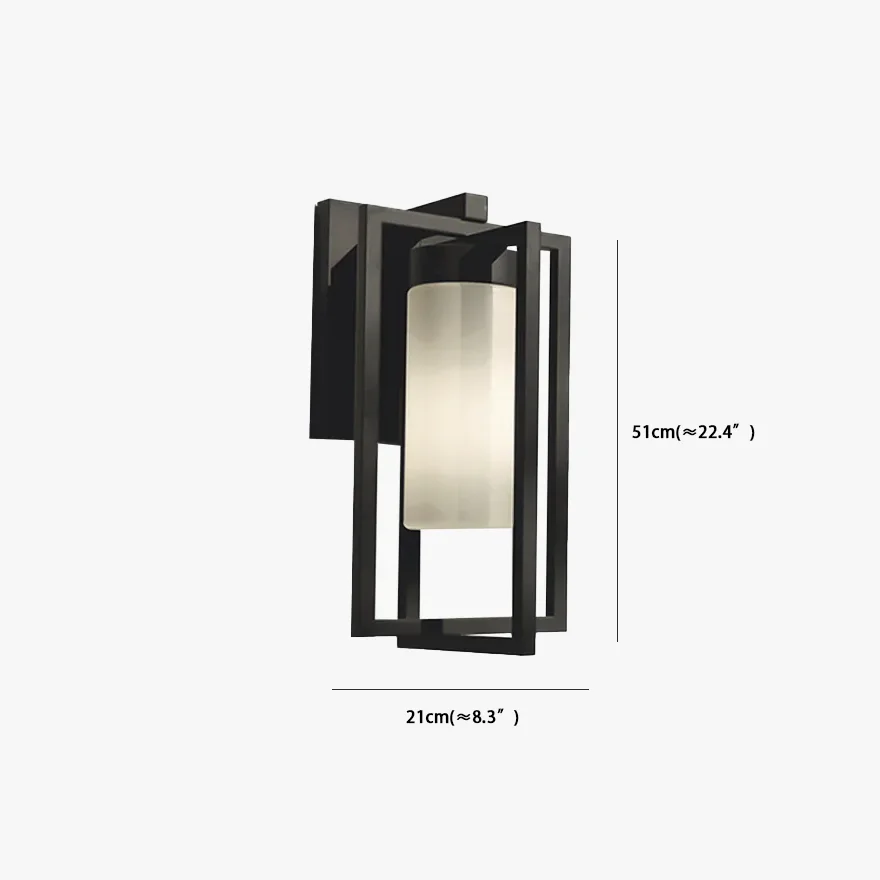 Modern Metal Rectangular Outdoor Wall Lamp, Black