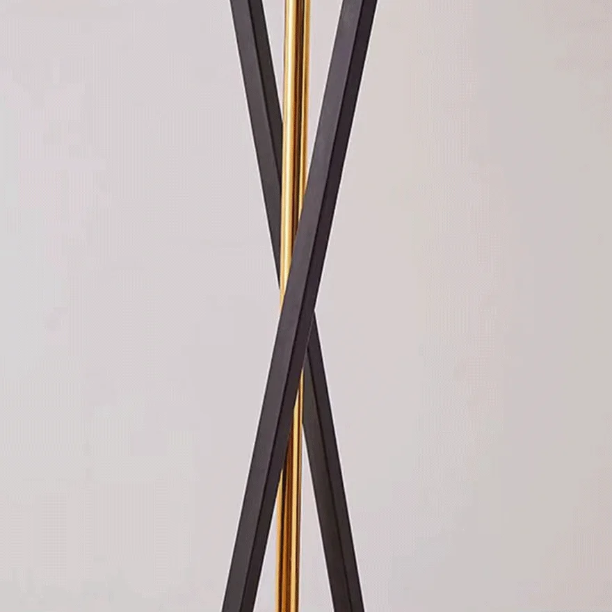 Art Deco Metal And Fabric  Tripod Living Room Floor Lamp, Flaxen/Black