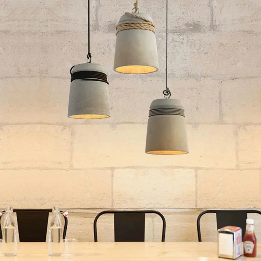 Industrial Cement Arched Kitchen Pendant Light, Grey