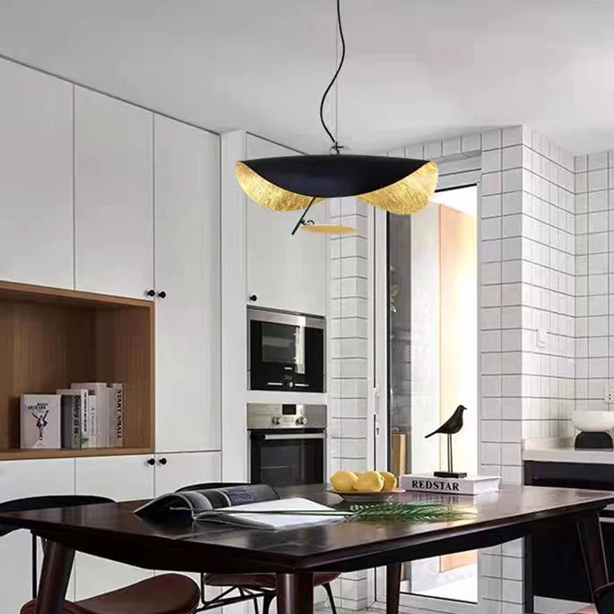 Modern Metal Uneven Dining Room Pendant Light, Black And Gold/White/White And Gold