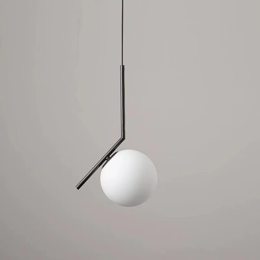 Minimalist Metal And Acrylic Globular Study Room Pendant Light, Black/Gold