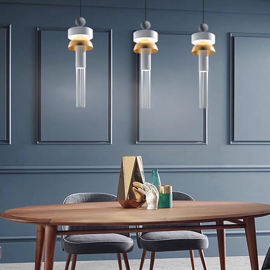 Modern Metal Tassel Study Room Chandelier Pendant Light, Gray/Blue