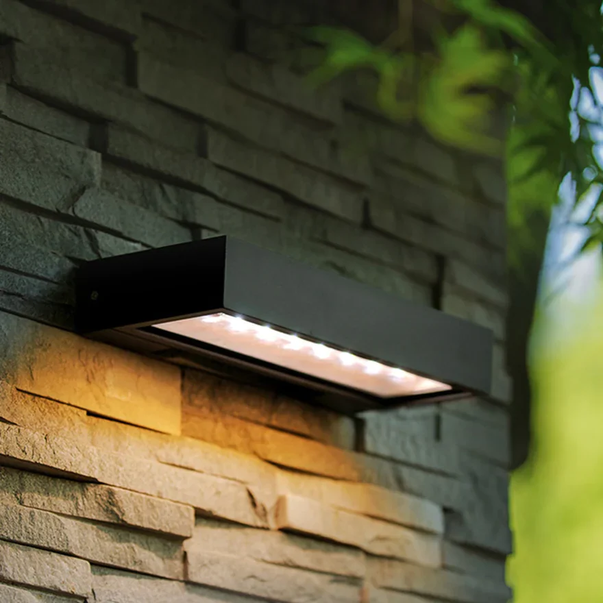 Modern Metal And Acrylic Rectangular Courtyard Wall Lamp, Black