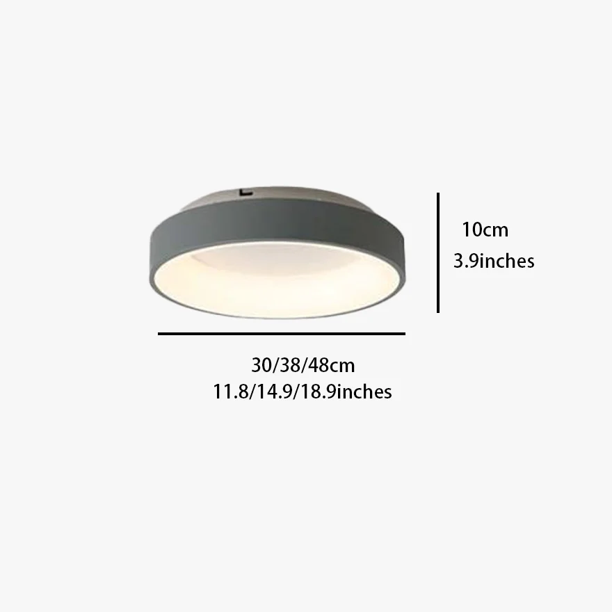 Scandinavian Metal And Acrylic Round Bedroom Ceiling Light, Gray/White