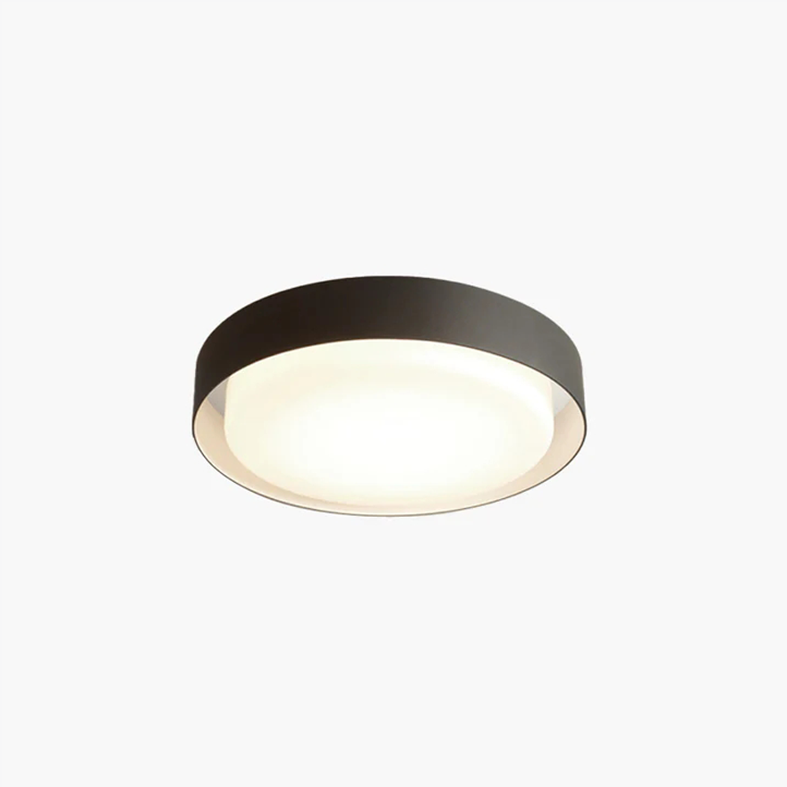 Minimalist Metal And Acrylic Round Outdoor Ceiling Light, Black