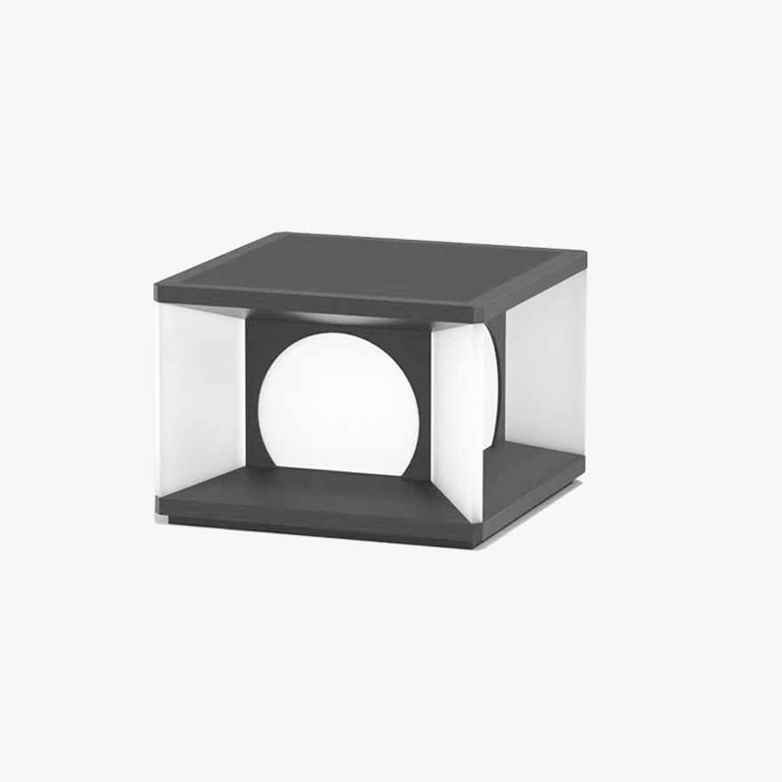 Modern Metal Rectangular Courtyard Outdoor Light, Black