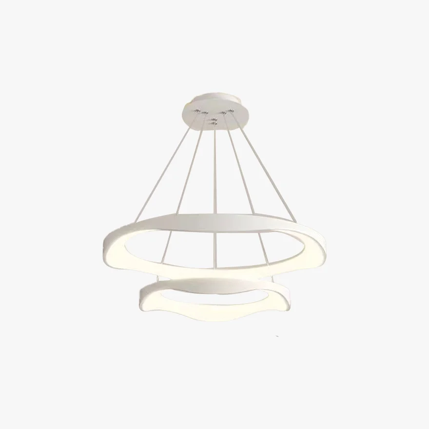 Modern Metal And Acrylic Ring Dining Room Pendant Light, Beige/White