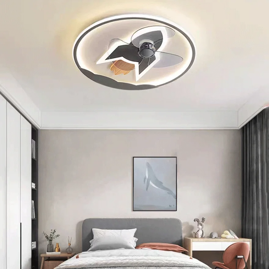 Designer Metal And Acrylic Rocket Shape Children's Room Ceiling Light, 5 Color, Trichromatic Light