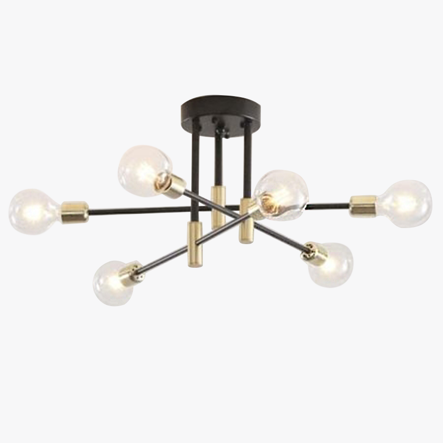 Modern Metal Geometric Dining Room Ceiling Light, Black, Trichromatic Light