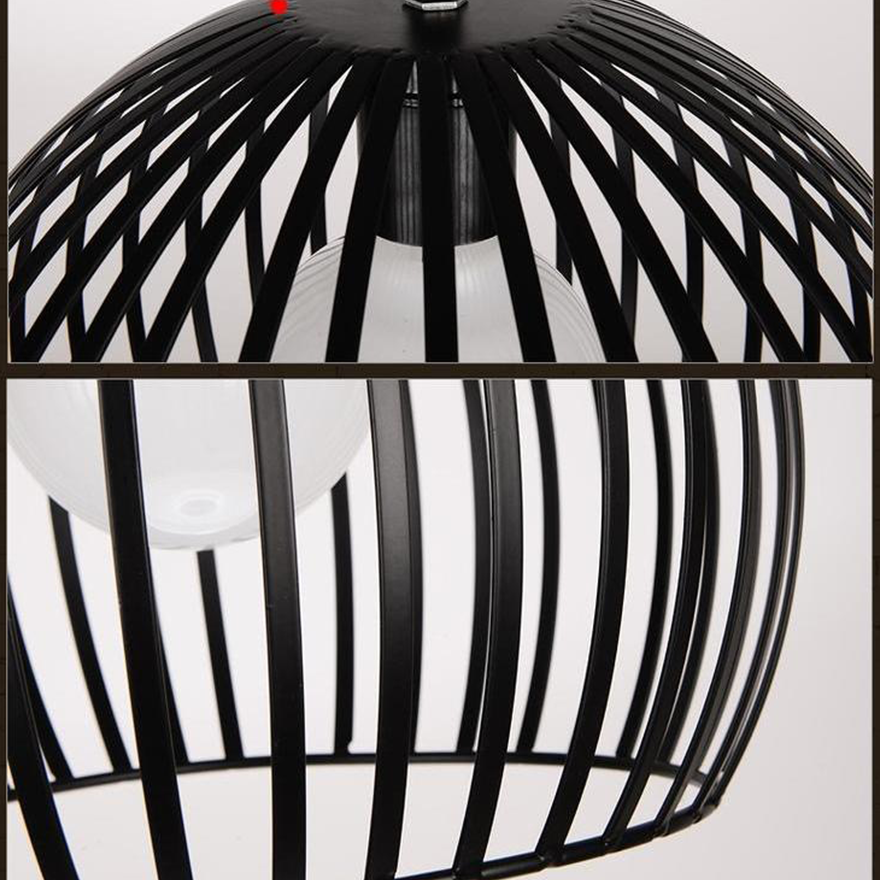 Vintage Metal Birdcage Kitchen Pendant Light, Black/White