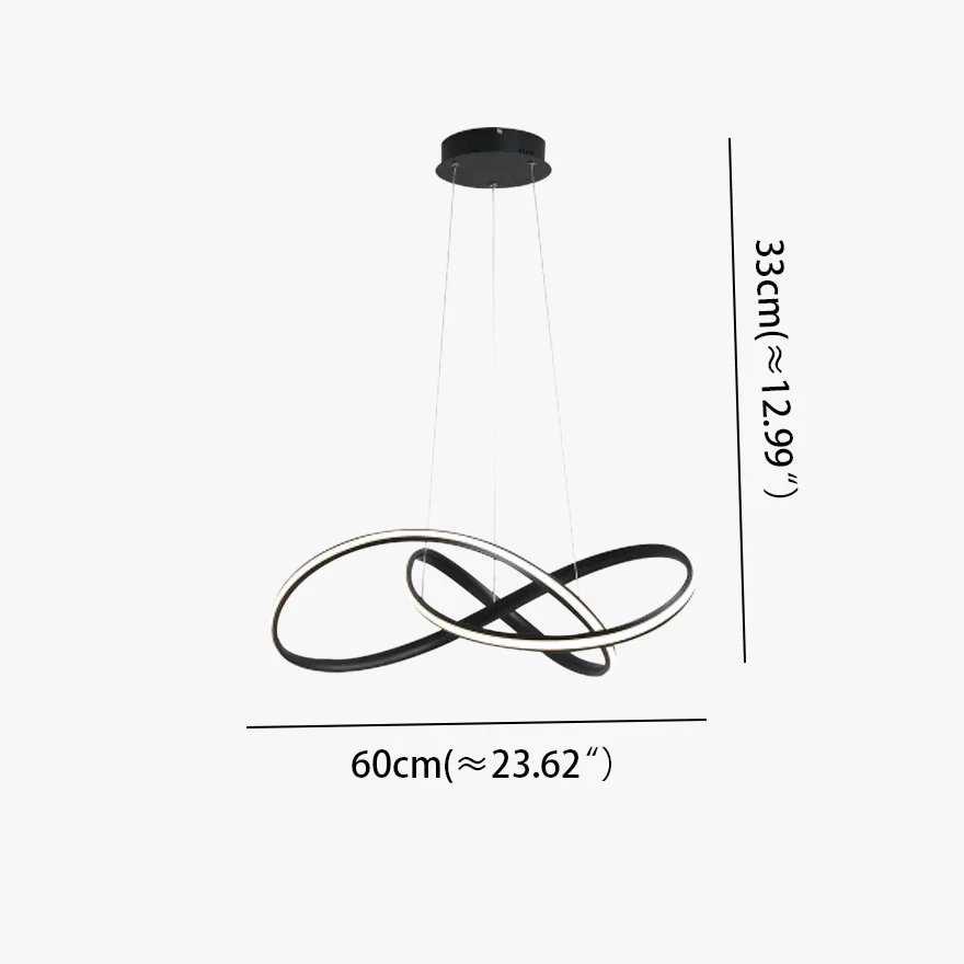 Modern Metal And Acrylic Clover Ring Dining Room Chandelier Pendant Light, Black/White