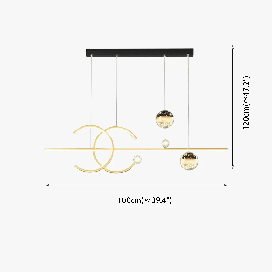 Modern Metal Linear Bar Pendant Light, Black/Gold, Trichromatic Light