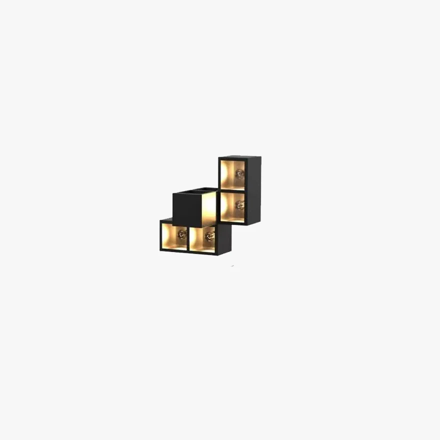 Modern  Metal And Glass Cube Outdoor Wall Lamp, Black