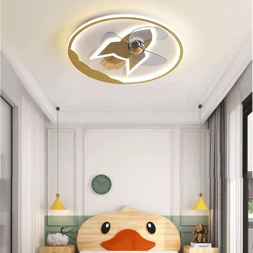 Designer Metal And Acrylic Rocket Shape Children's Room Ceiling Light, 5 Color, Trichromatic Light