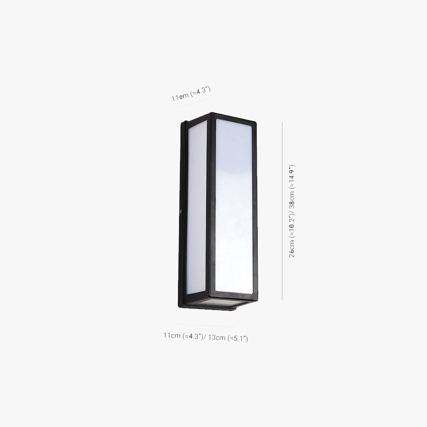 Minimalist Metal And Acrylic Rectangular Outdoor Wall Lamp, Black