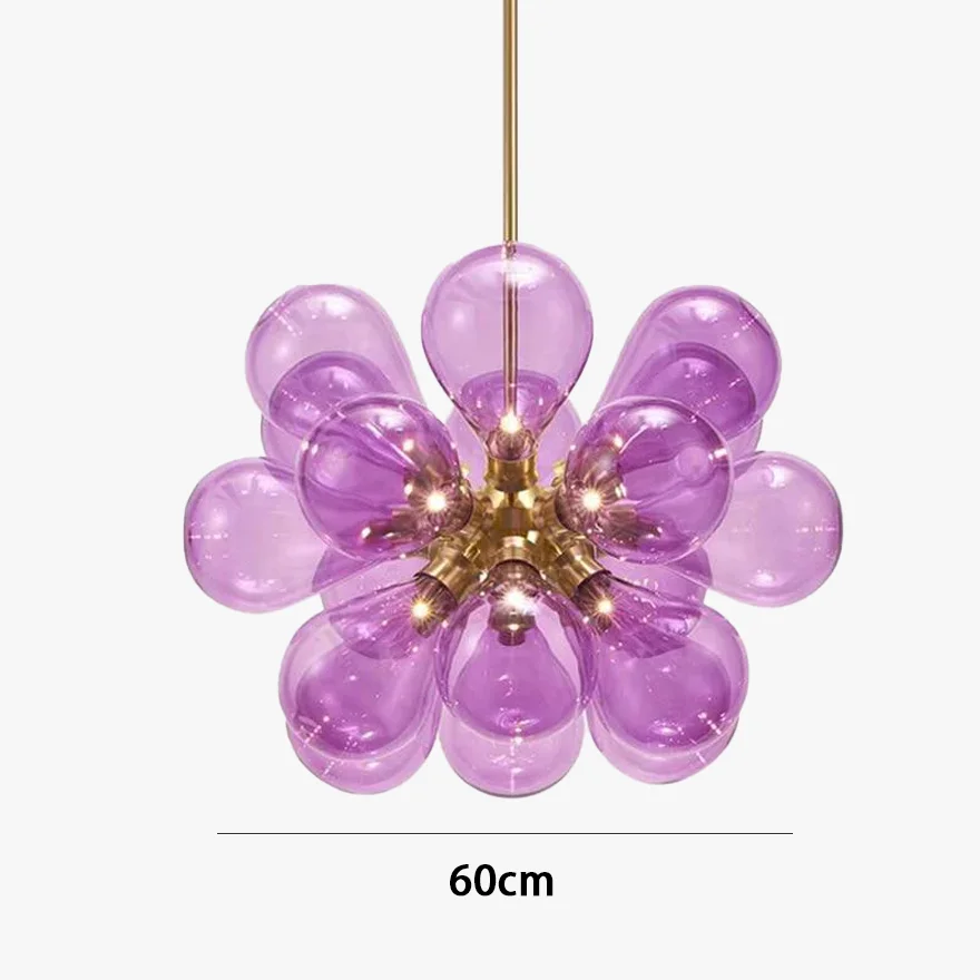 Modern Metal And Glass Bubble Dining Room Pendant Light, Blue/Purple/White